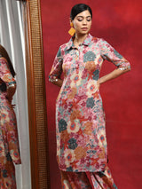 Multicolor Floral Printed Pakistani Kurta With Salwar - Elganza