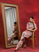 Multicolor Floral Printed Pakistani Kurta With Salwar - Elganza