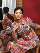 Multicolor Floral Printed Pakistani Kurta With Salwar - Elganza