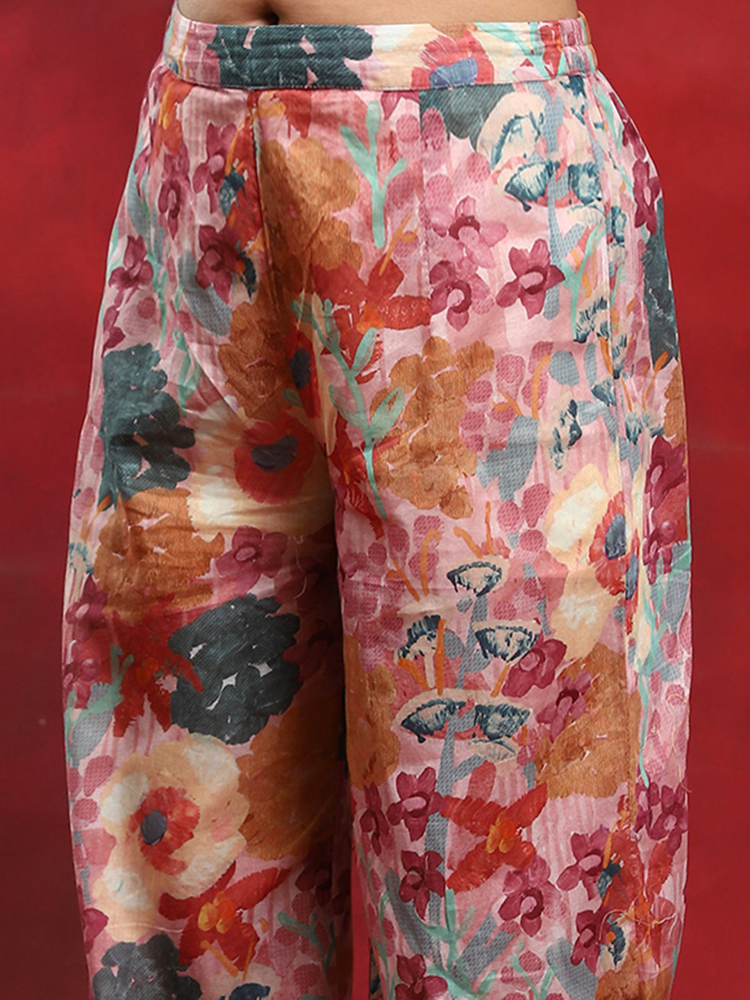 Multicolor Floral Printed Pakistani Kurta With Salwar - Elganza
