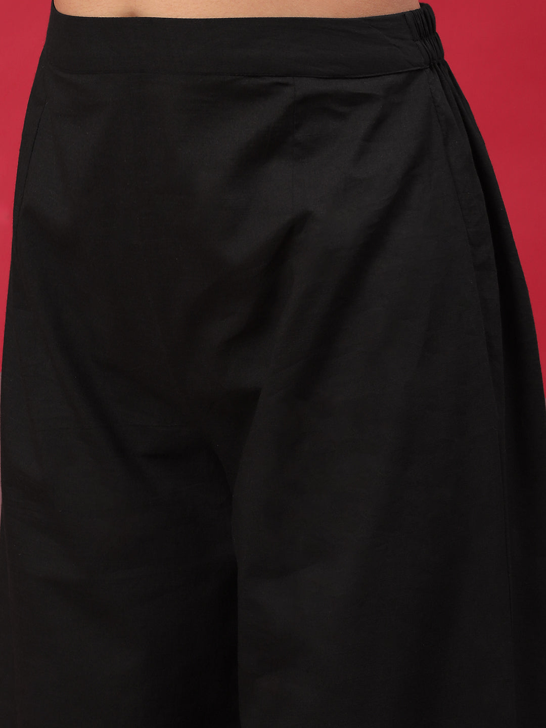 Black Embroidered Kurta Palazzo With Dupatta - Elganza
