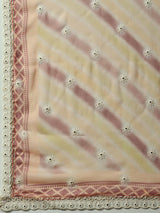 Cream Schiffli Work Pakistani Kurta Pant With Dupatta - Elganza