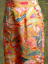 Mustard Floral Printed Kurta With Palazzo - Elganza
