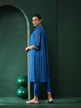 Blue Lurex Kurta Pant With Dupatta - Elganza