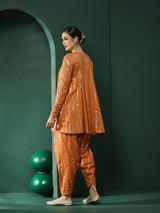 Orange Lurex Flared Co-Ords Set - Elganza