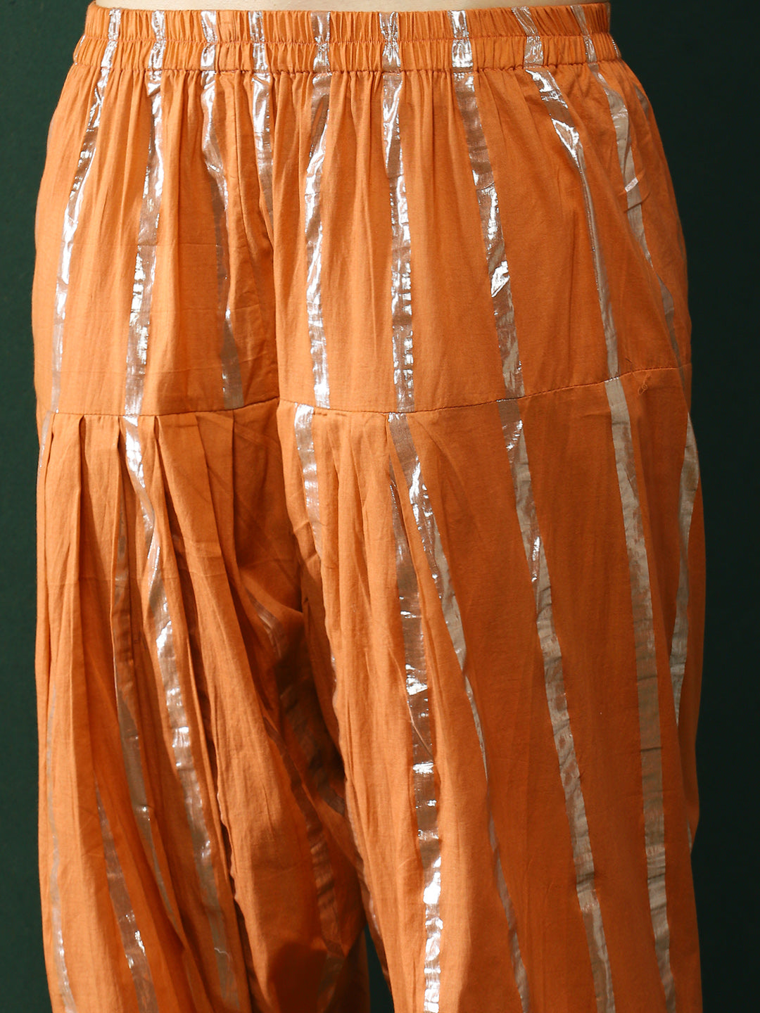 Orange Lurex Flared Co-Ords Set - Elganza