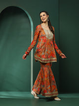 Multicolor Floral Print Kurta Sharara With Dupatta - Elganza
