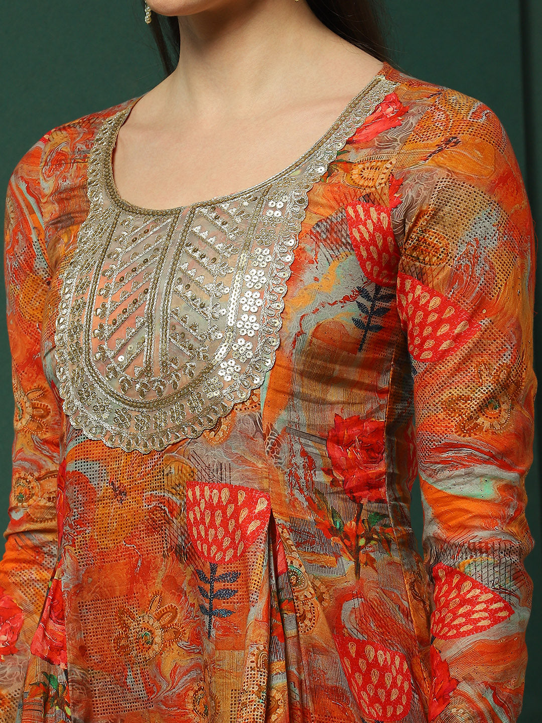 Multicolor Floral Print Kurta Sharara With Dupatta - Elganza