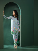 Blue Pichwai Print Couple Combo Set - Elganza