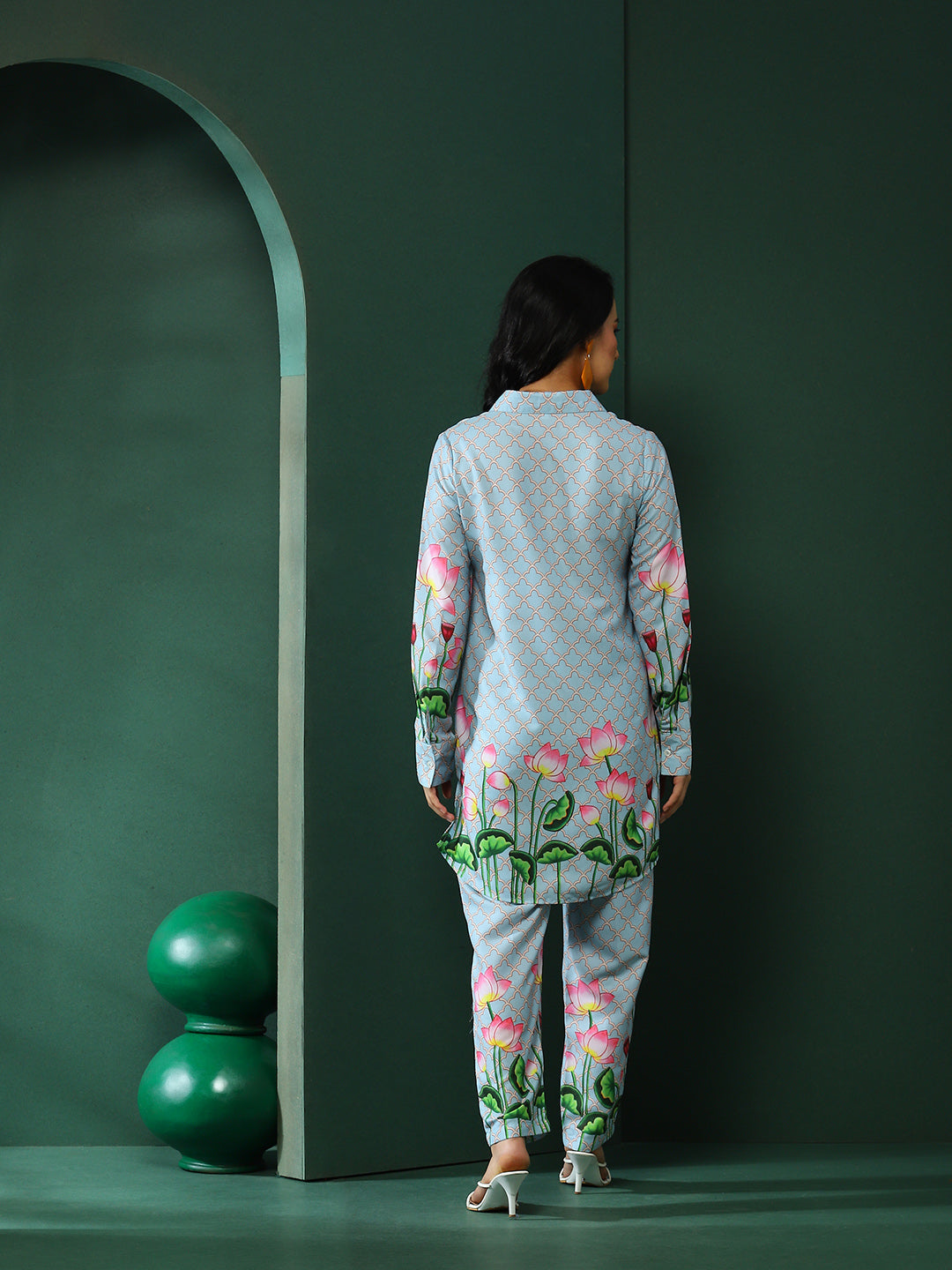 Blue Pichwai Print Couple Combo Set - Elganza