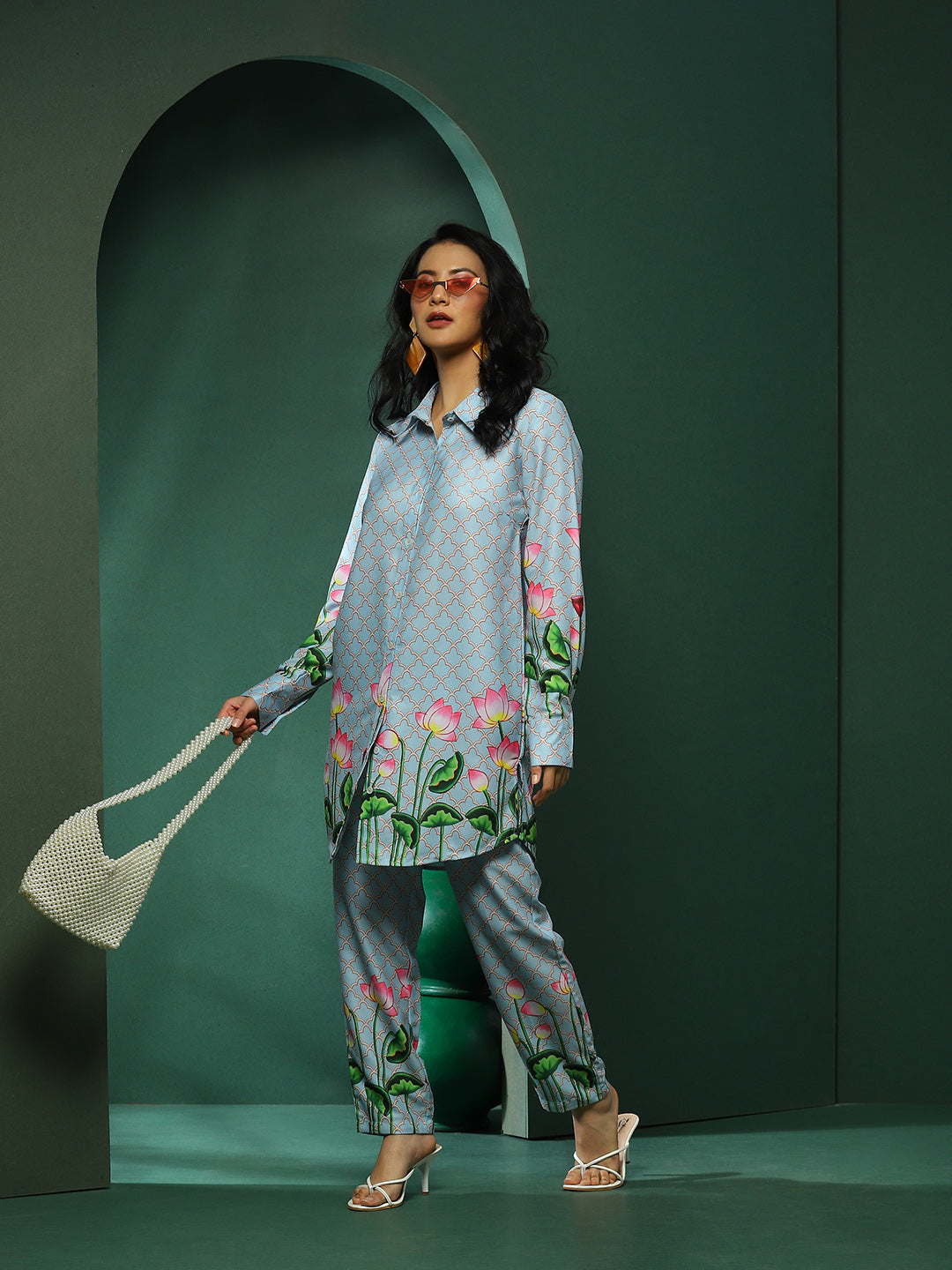 Blue Pichwai Print Couple Combo Set - Elganza