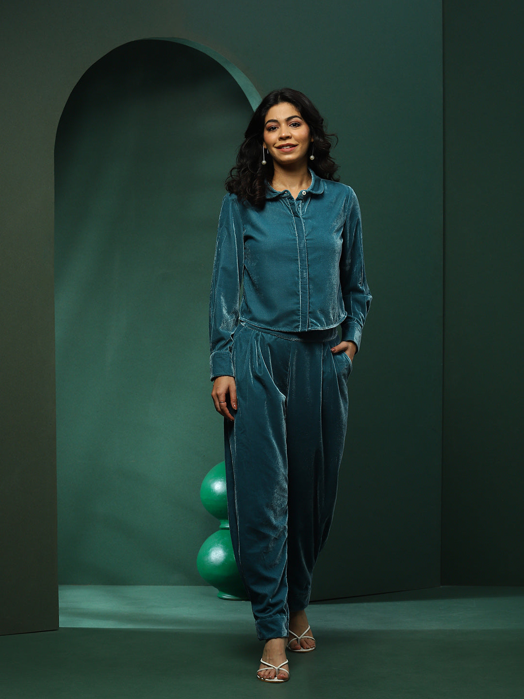 Blue Solid Co-Ords Set - Elganza