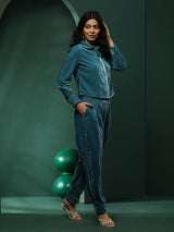 Blue Solid Co-Ords Set - Elganza