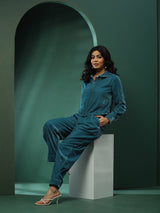 Blue Solid Co-Ords Set - Elganza