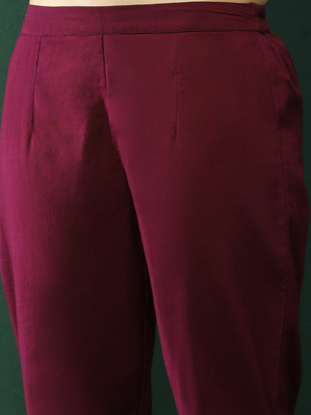 Burgundy Embroidered Anarkali Pant With Dupatta - Elganza