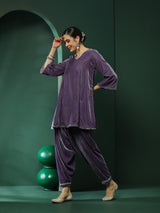 Lavender Lace detailed Flared Co-Ords Set - Elganza