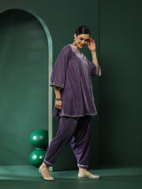 Lavender Lace detailed Flared Co-Ords Set - Elganza