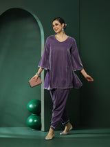 Lavender Lace detailed Flared Co-Ords Set - Elganza