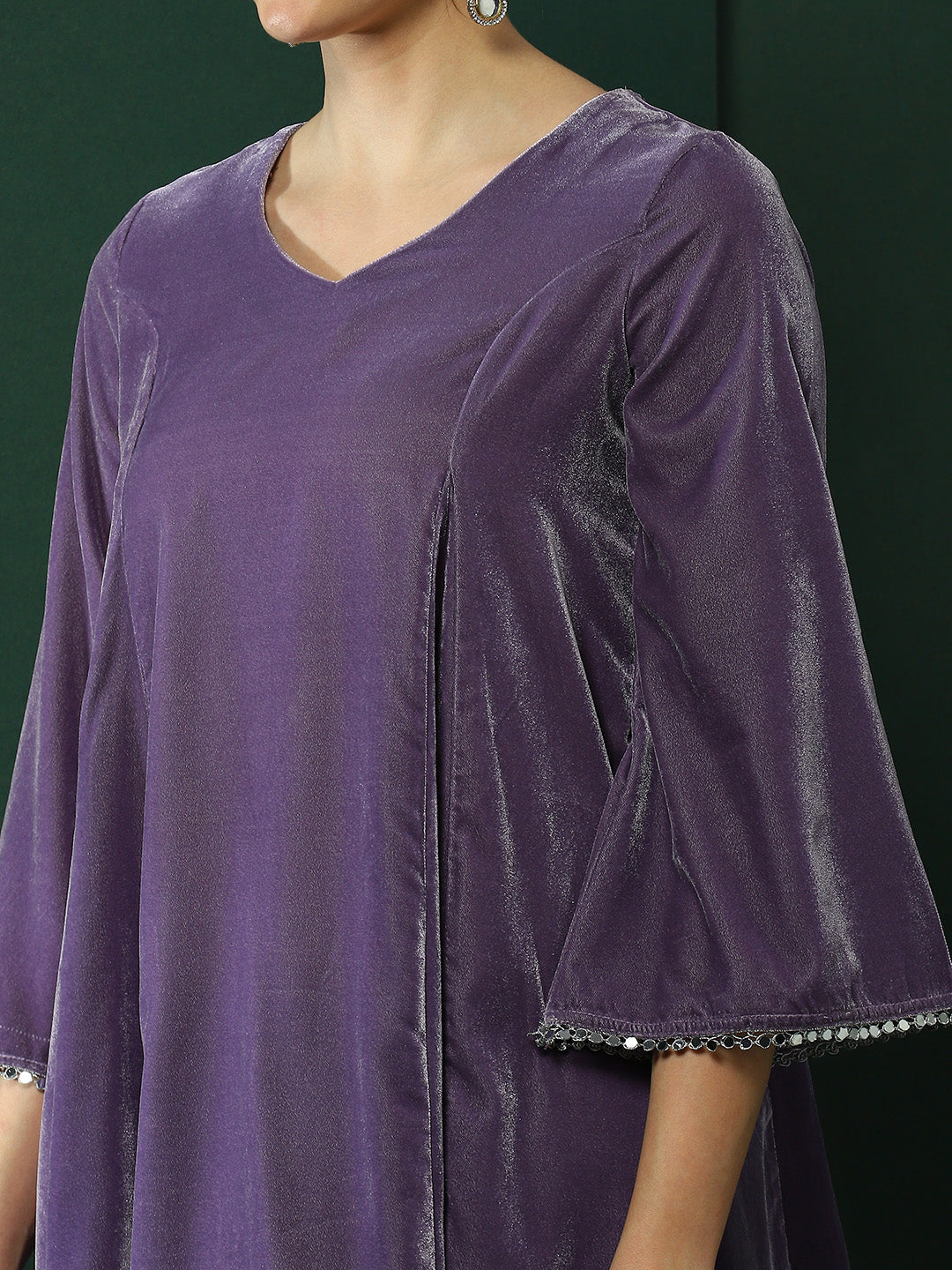 Lavender Lace detailed Flared Co-Ords Set - Elganza