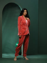 Peach Blazer With Pant - Elganza