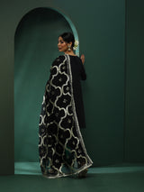 Black Pakistani Kurta Salwar With Embellished Dupatta - Elganza