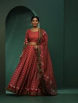Maroon Pichwai Print Lehenga Choli With Dupatta - Elganza