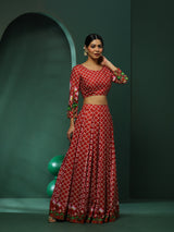 Maroon Pichwai Print Lehenga Choli With Dupatta - Elganza