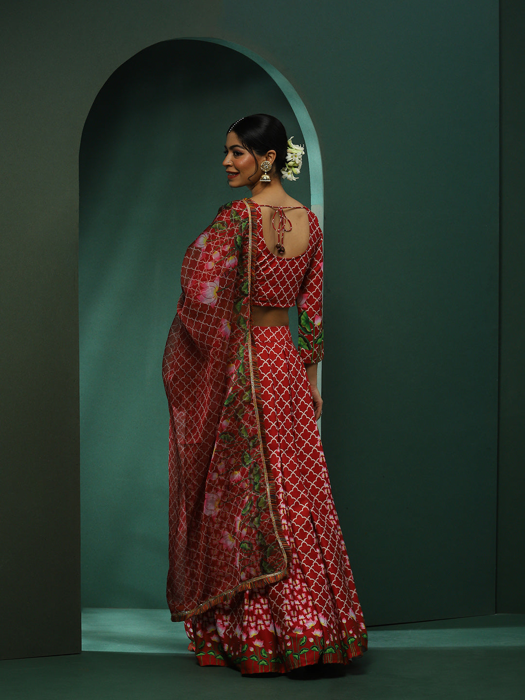 Maroon Pichwai Print Lehenga Choli With Dupatta - Elganza