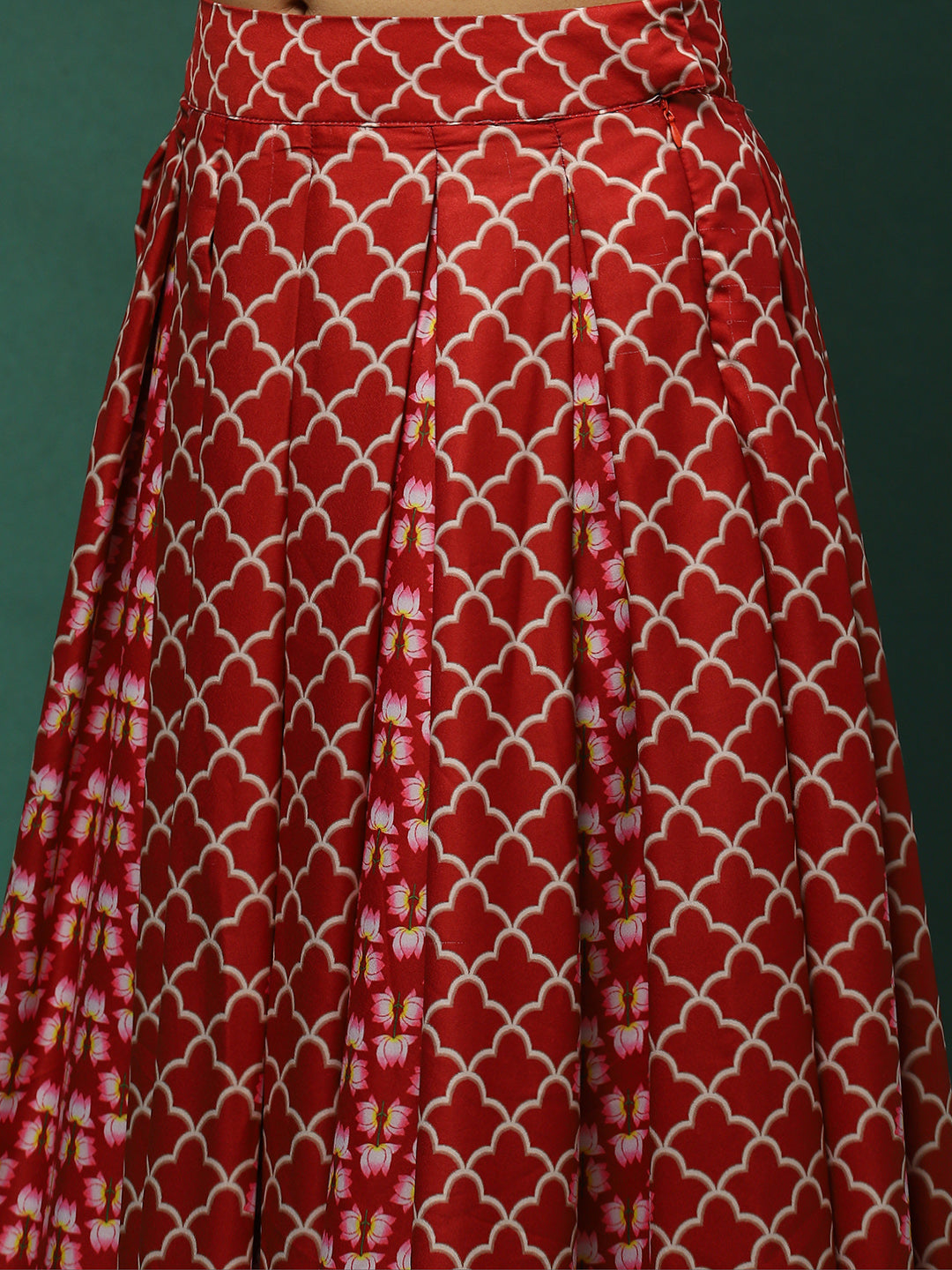 Maroon Pichwai Print Lehenga Choli With Dupatta - Elganza