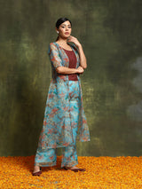 Blue Floral Printed Co-Ord Set - Elganza