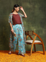 Blue Floral Printed Co-Ord Set - Elganza