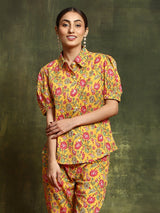 Yellow Floral Print Co-Ord Set - Elganza