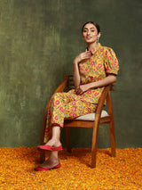 Yellow Floral Print Co-Ord Set - Elganza