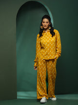 Mustard Floral Print Co-ord Set - Elganza