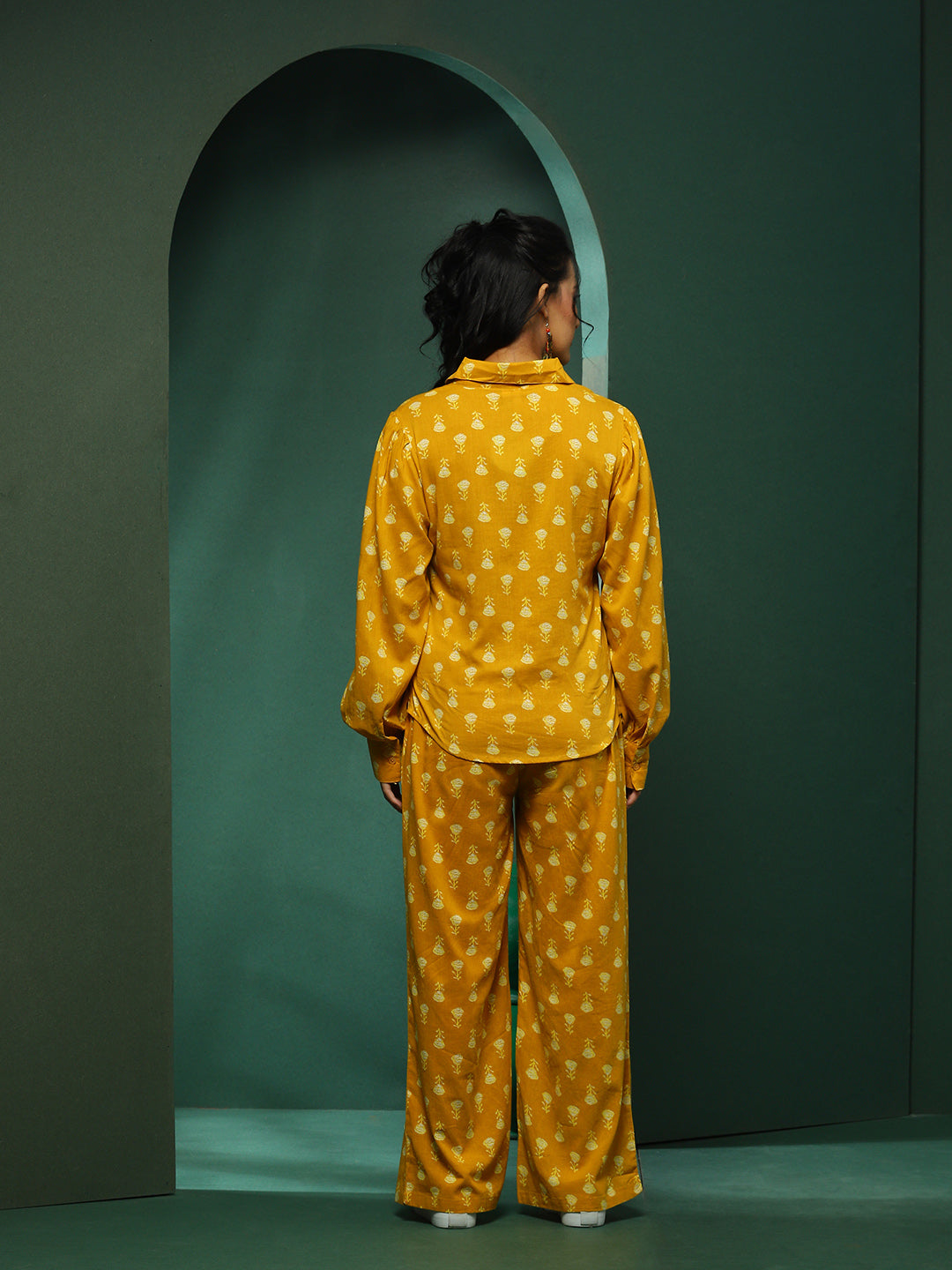 Mustard Floral Print Co-ord Set - Elganza