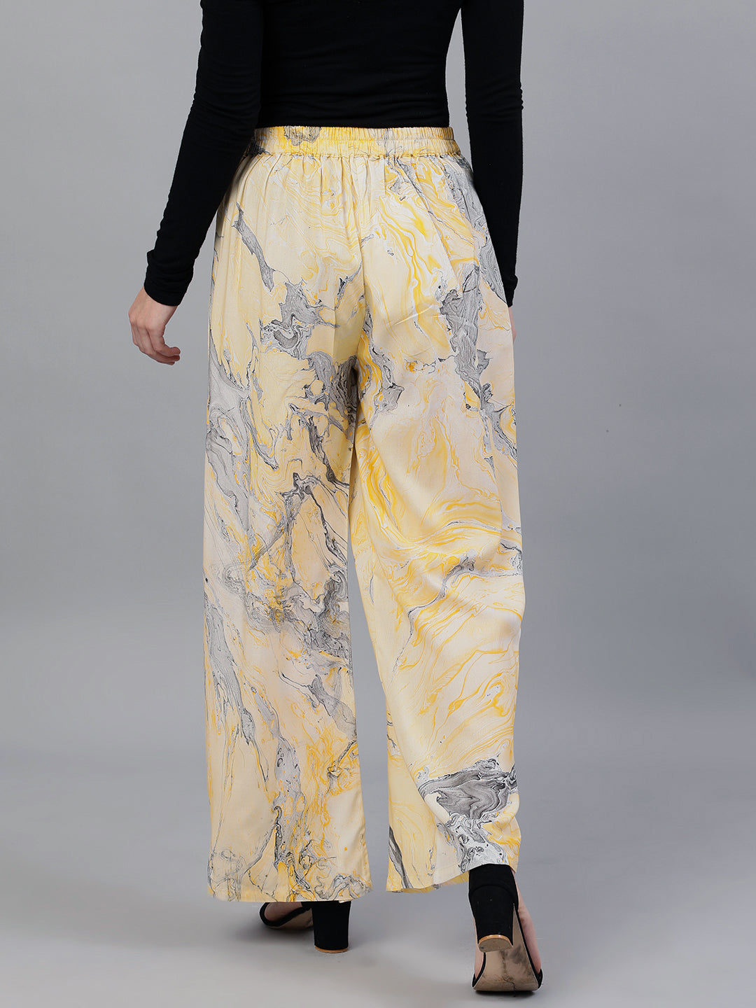 Yellow Abstract Print Palazzos - Elganza