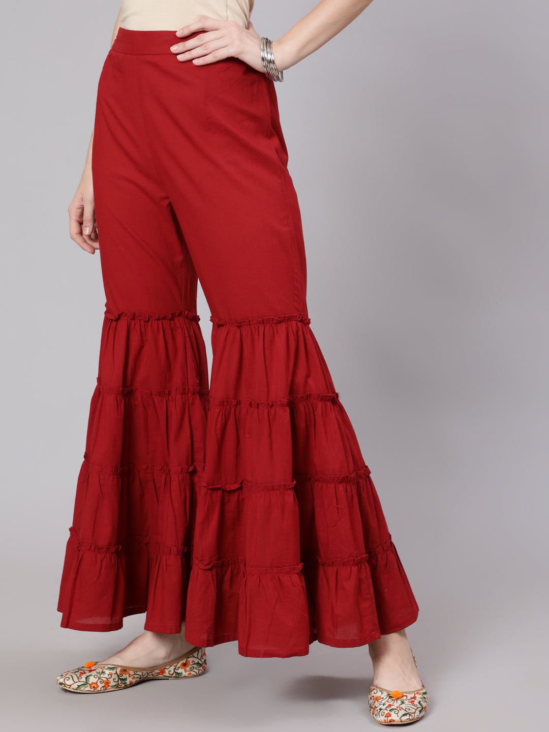 Maroon Sharara Pant - Elganza