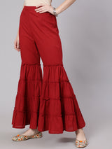 Maroon Sharara Pant - Elganza