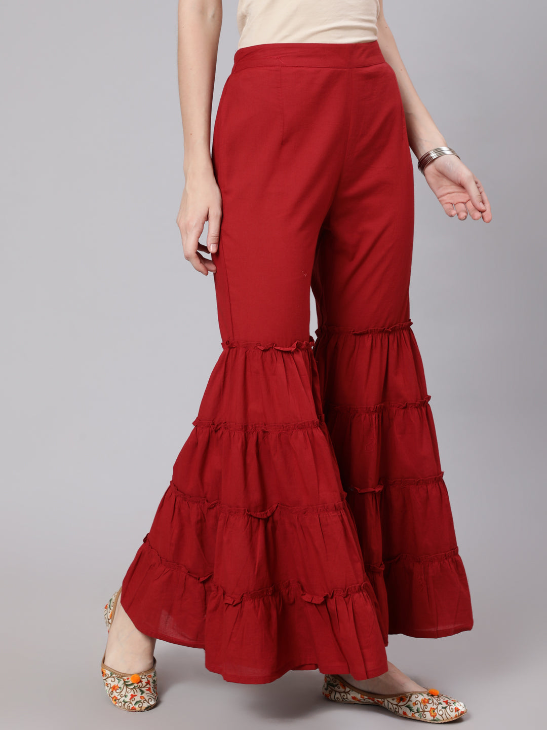 Maroon Sharara Pant - Elganza