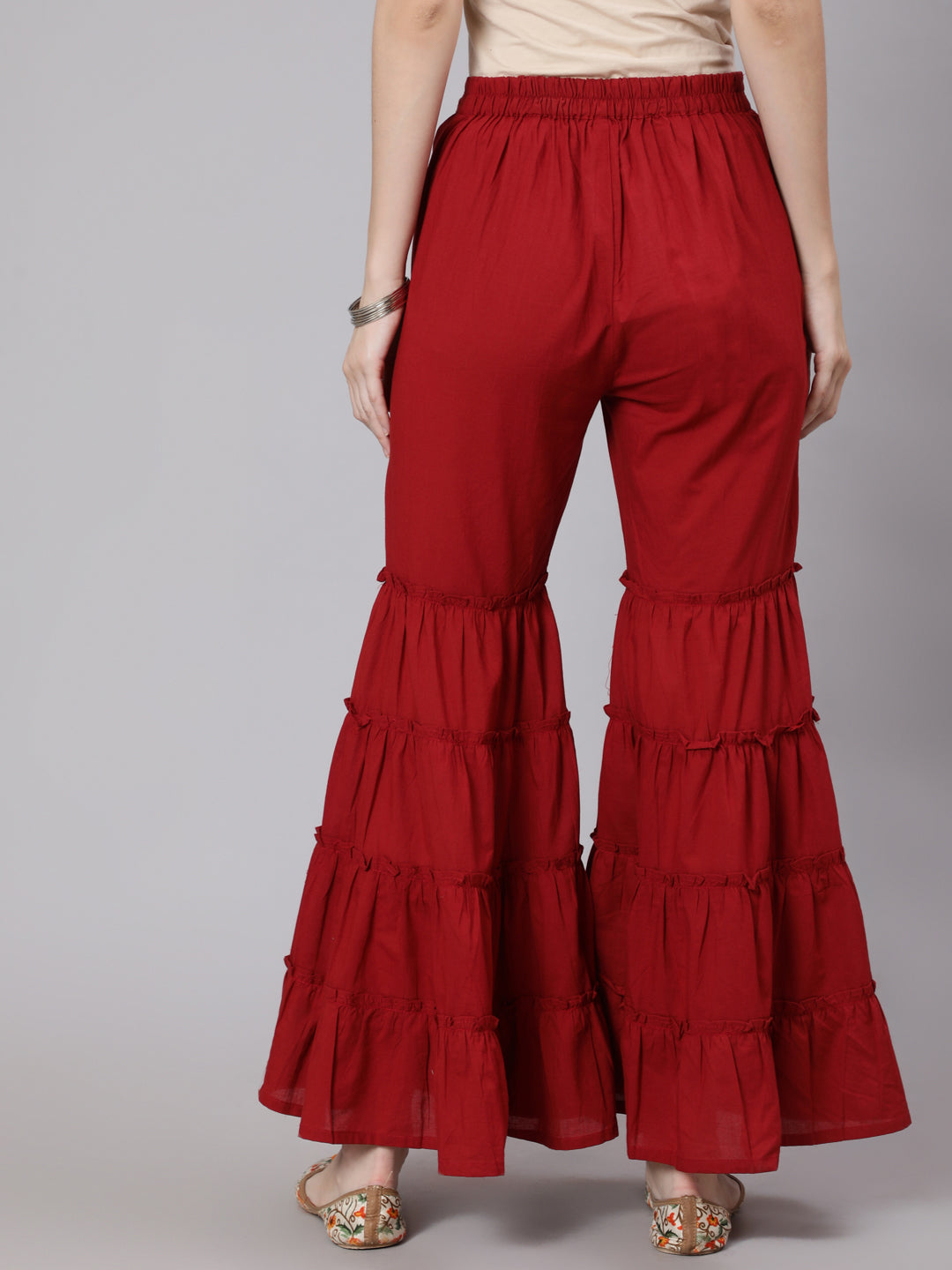 Maroon Sharara Pant - Elganza