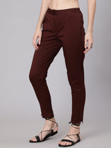 Brown Slim Fit Pant - Elganza
