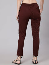 Brown Slim Fit Pant - Elganza