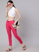 Magenta Cigarette Trouser - Elganza