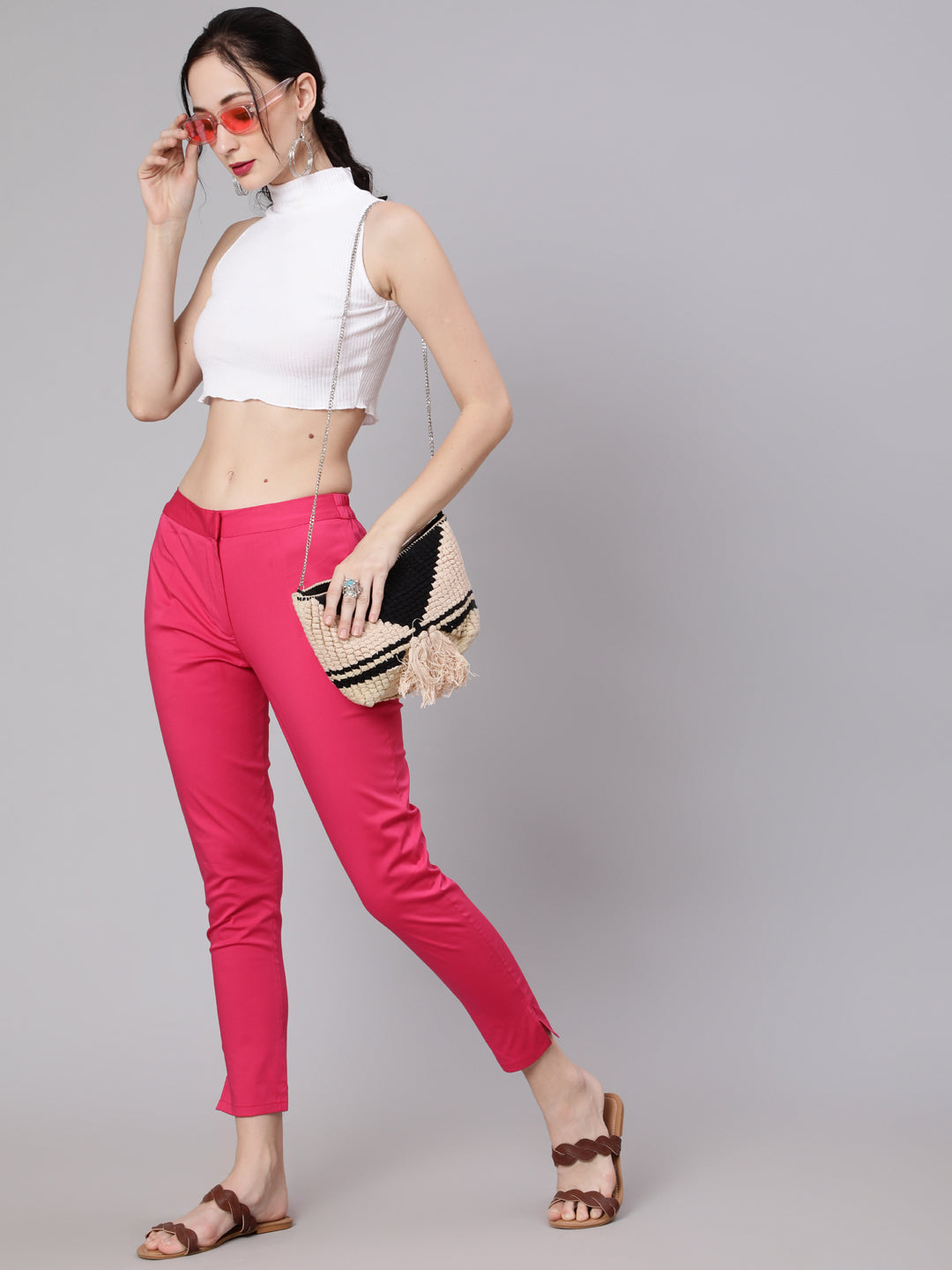Magenta Cigarette Trouser - Elganza