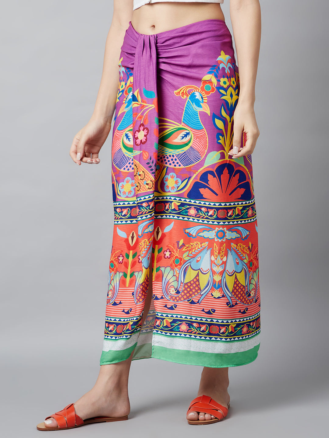 Digital Print Front Slit Skirt - Elganza