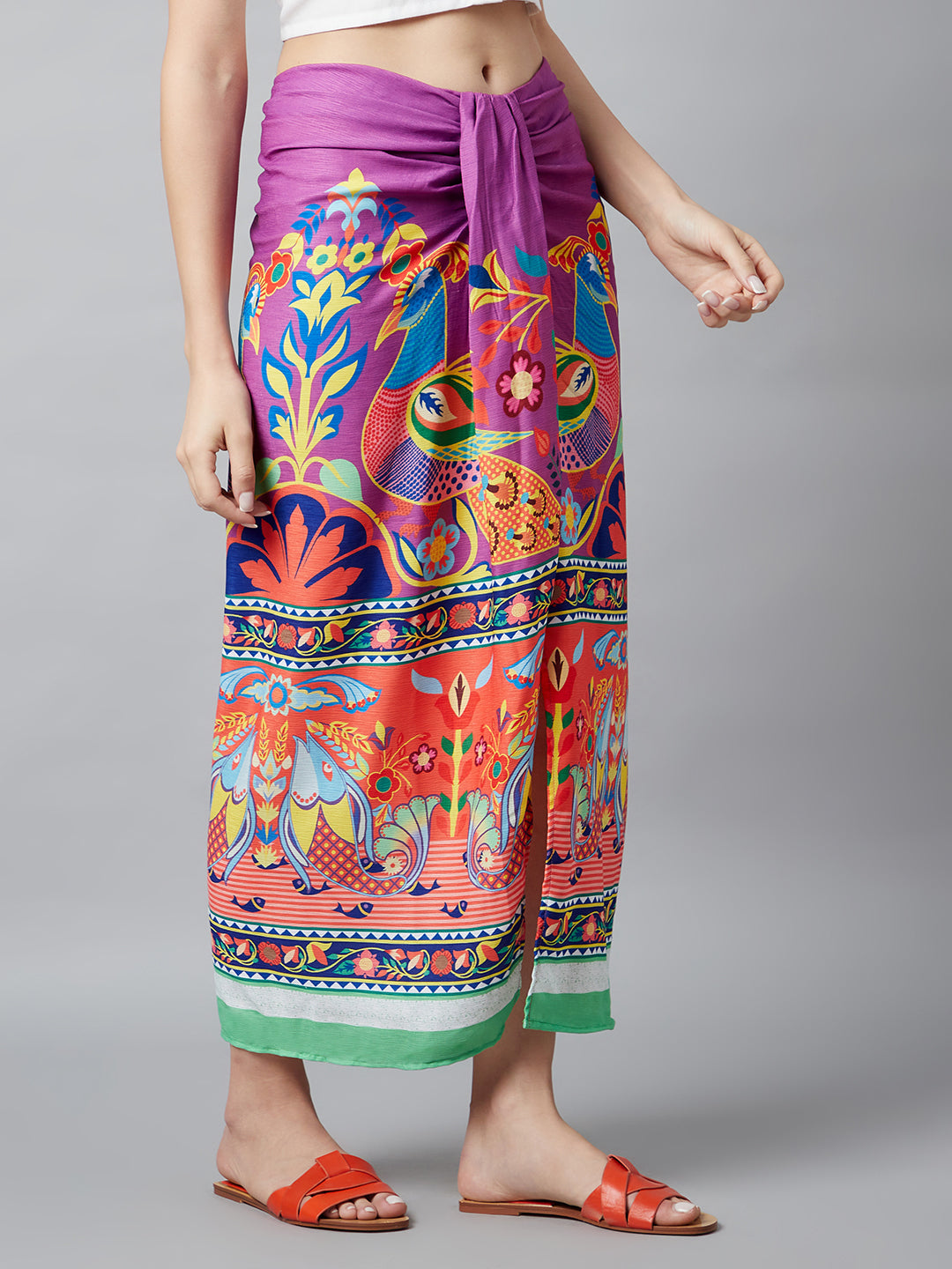 Digital Print Front Slit Skirt - Elganza