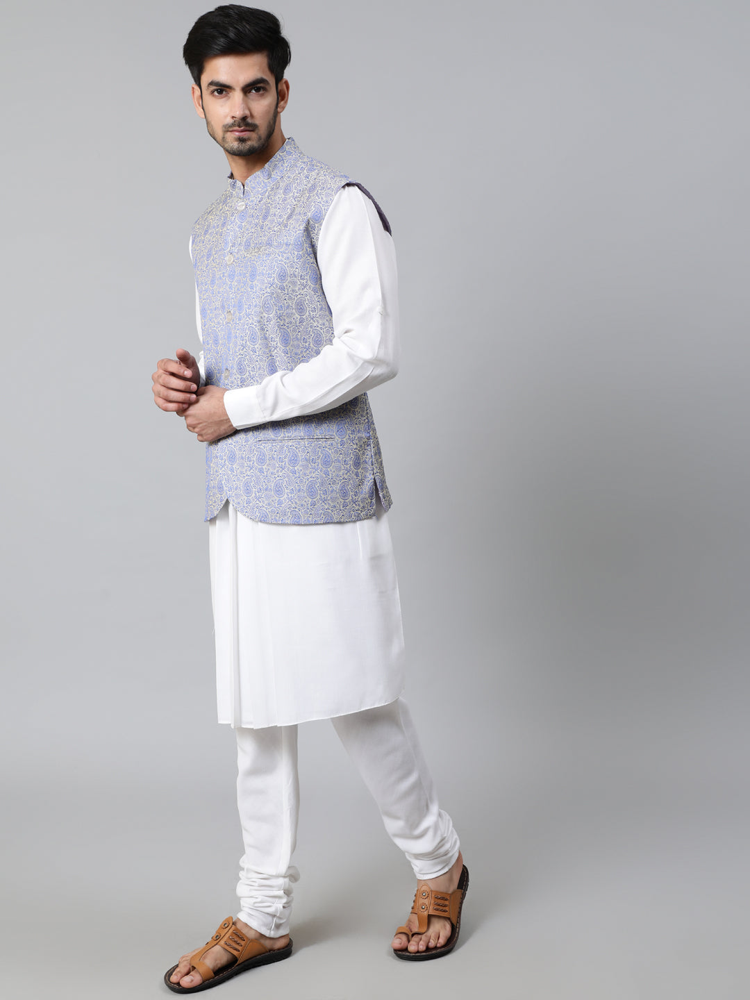 Blue Brocade Couple Combo - Elganza