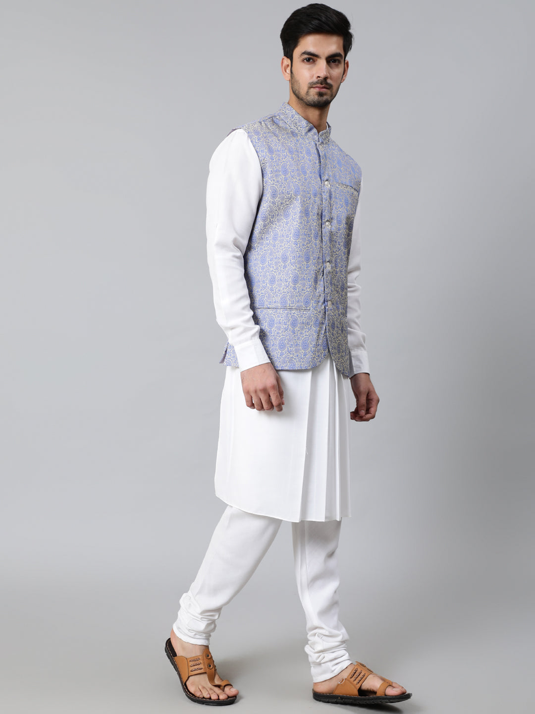 Blue Brocade Couple Combo - Elganza