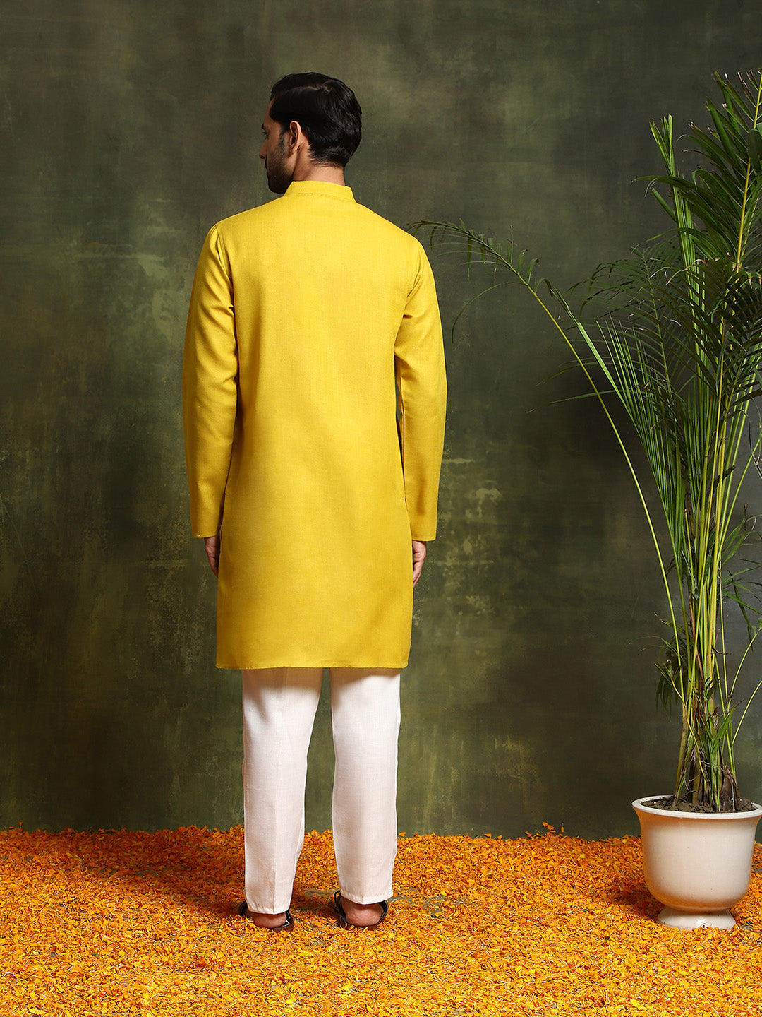 Couple Combo- Mustard Embroidered Couple Combo - Elganza