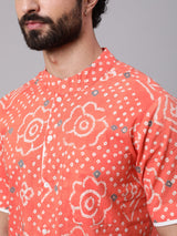 Peach Bandhani Print Shirt - Elganza